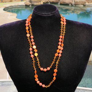 Necklace Boho Shades of Orange Shell Statement Set